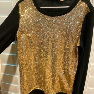 Gold Sequin Knit Blouse